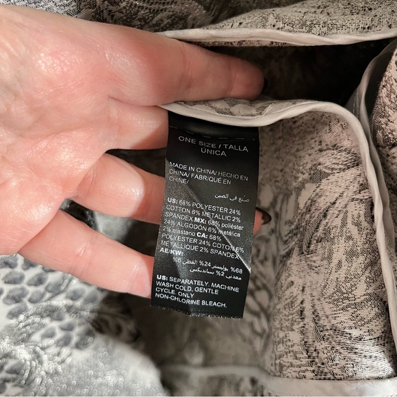 Chico's metallic brocade duster jacket blazer Patterned sz 1 8/10 silver gray - Picture 7 of 9